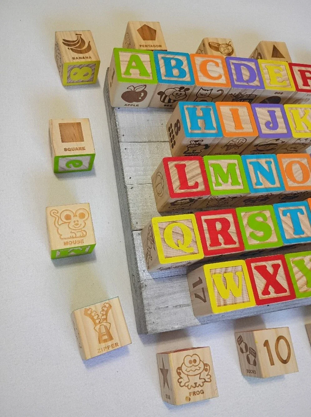 Colorful Wooden Alphabet Blocks Set Of 40 for Kids - Multicolor Learning Blocks
